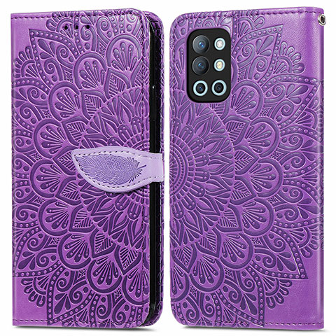 Funda de Cuero Cartera con Soporte Patron de Moda Carcasa S04D para OnePlus 9R 5G Morado