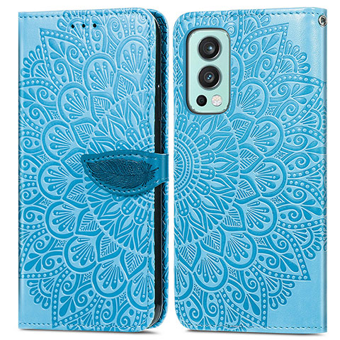 Funda de Cuero Cartera con Soporte Patron de Moda Carcasa S04D para OnePlus Nord 2 5G Azul