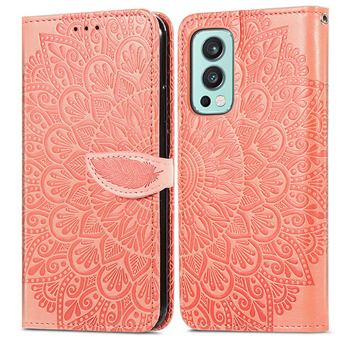 Funda de Cuero Cartera con Soporte Patron de Moda Carcasa S04D para OnePlus Nord 2 5G Naranja