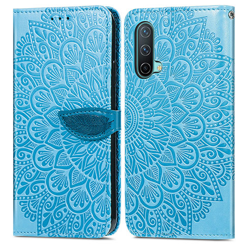 Funda de Cuero Cartera con Soporte Patron de Moda Carcasa S04D para OnePlus Nord CE 5G Azul