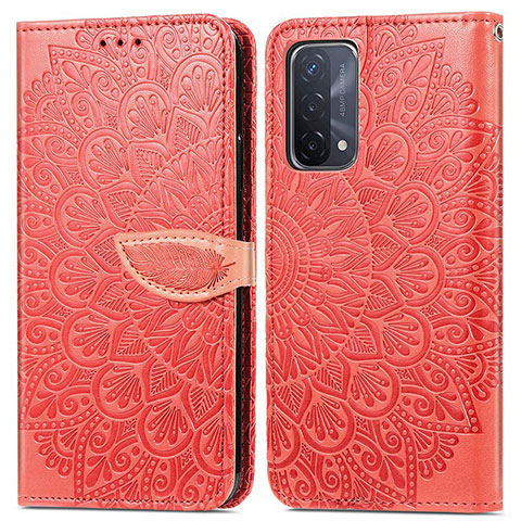 Funda de Cuero Cartera con Soporte Patron de Moda Carcasa S04D para OnePlus Nord N200 5G Rojo