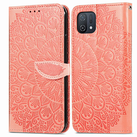 Funda de Cuero Cartera con Soporte Patron de Moda Carcasa S04D para Oppo A16e Naranja