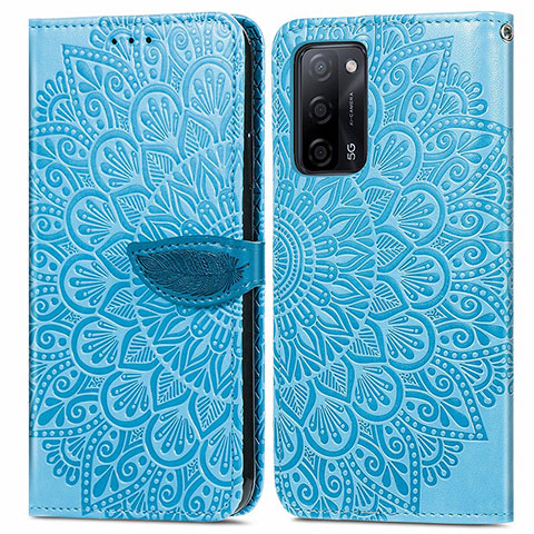 Funda de Cuero Cartera con Soporte Patron de Moda Carcasa S04D para Oppo A53s 5G Azul