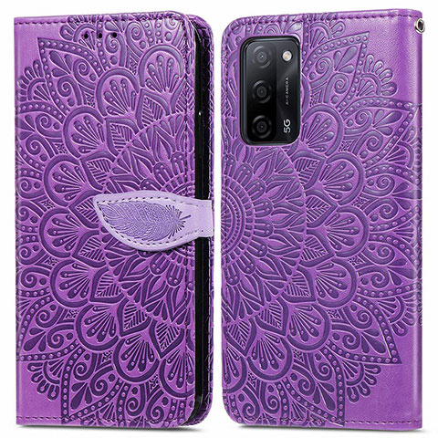 Funda de Cuero Cartera con Soporte Patron de Moda Carcasa S04D para Oppo A53s 5G Morado