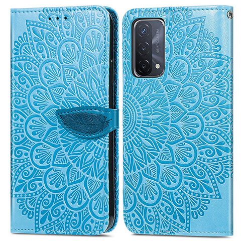 Funda de Cuero Cartera con Soporte Patron de Moda Carcasa S04D para Oppo A54 5G Azul