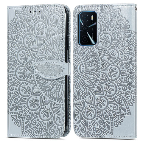 Funda de Cuero Cartera con Soporte Patron de Moda Carcasa S04D para Oppo A54s Gris