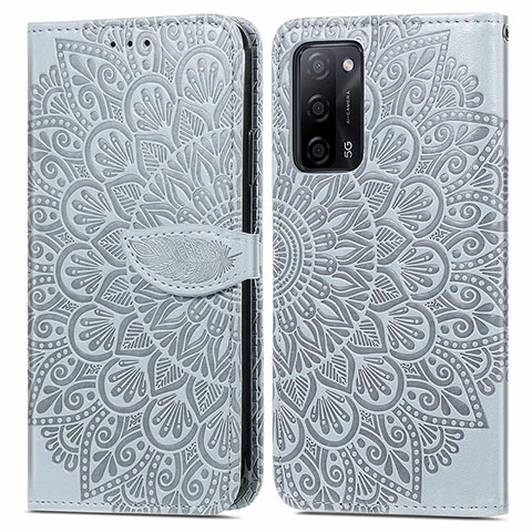 Funda de Cuero Cartera con Soporte Patron de Moda Carcasa S04D para Oppo A55 5G Gris