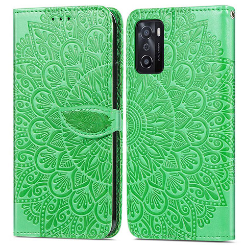 Funda de Cuero Cartera con Soporte Patron de Moda Carcasa S04D para Oppo A55S 5G Verde