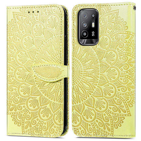 Funda de Cuero Cartera con Soporte Patron de Moda Carcasa S04D para Oppo A94 5G Amarillo