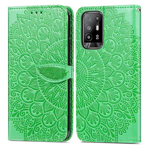 Funda de Cuero Cartera con Soporte Patron de Moda Carcasa S04D para Oppo A95 5G Verde