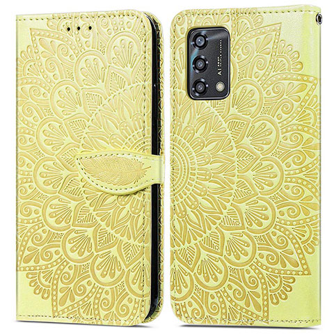 Funda de Cuero Cartera con Soporte Patron de Moda Carcasa S04D para Oppo F19s Amarillo