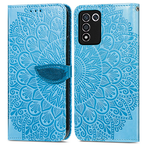 Funda de Cuero Cartera con Soporte Patron de Moda Carcasa S04D para Oppo K9S 5G Azul