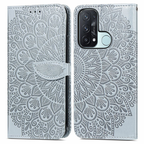 Funda de Cuero Cartera con Soporte Patron de Moda Carcasa S04D para Oppo Reno5 A Gris