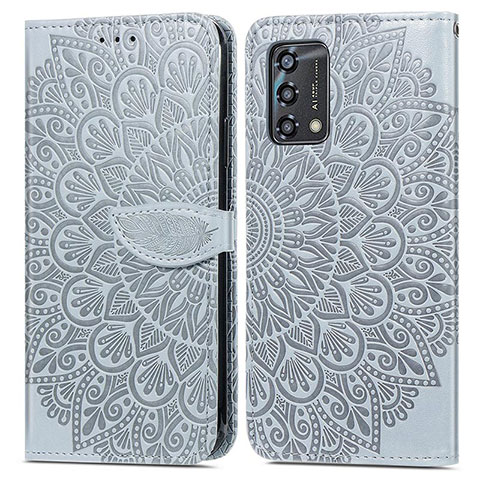 Funda de Cuero Cartera con Soporte Patron de Moda Carcasa S04D para Oppo Reno6 Lite Gris