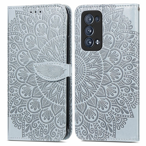 Funda de Cuero Cartera con Soporte Patron de Moda Carcasa S04D para Oppo Reno6 Pro 5G Gris