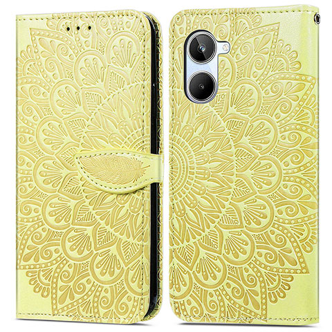 Funda de Cuero Cartera con Soporte Patron de Moda Carcasa S04D para Realme 10 4G Amarillo