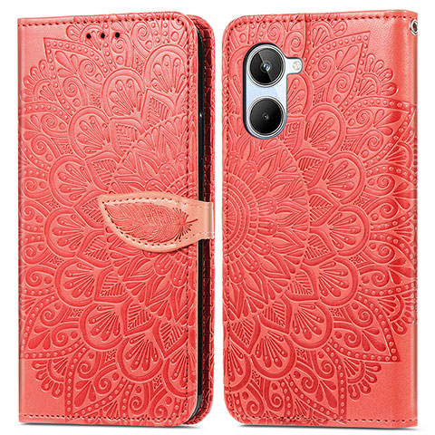 Funda de Cuero Cartera con Soporte Patron de Moda Carcasa S04D para Realme 10 4G Rojo