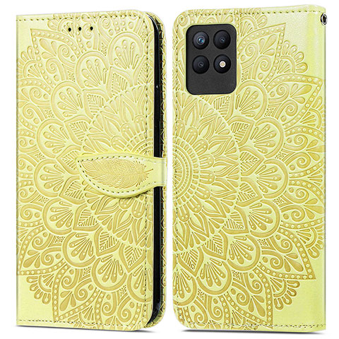 Funda de Cuero Cartera con Soporte Patron de Moda Carcasa S04D para Realme 8i Amarillo