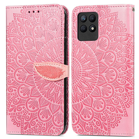 Funda de Cuero Cartera con Soporte Patron de Moda Carcasa S04D para Realme 8i Oro Rosa