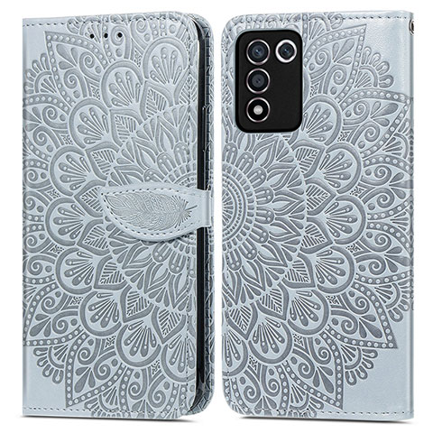 Funda de Cuero Cartera con Soporte Patron de Moda Carcasa S04D para Realme 9 SE 5G Gris