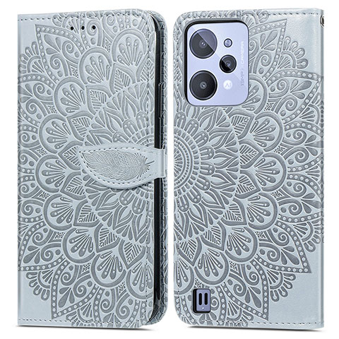 Funda de Cuero Cartera con Soporte Patron de Moda Carcasa S04D para Realme C31 Gris