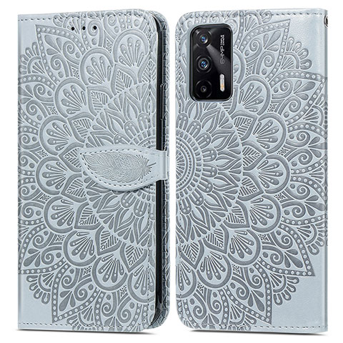 Funda de Cuero Cartera con Soporte Patron de Moda Carcasa S04D para Realme GT 5G Gris