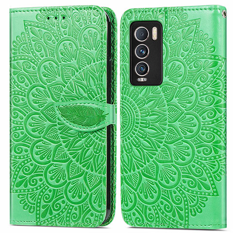 Funda de Cuero Cartera con Soporte Patron de Moda Carcasa S04D para Realme GT Master Explorer 5G Verde