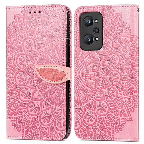 Funda de Cuero Cartera con Soporte Patron de Moda Carcasa S04D para Realme GT Neo 3T 5G Oro Rosa