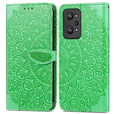 Funda de Cuero Cartera con Soporte Patron de Moda Carcasa S04D para Realme GT Neo2 5G Verde