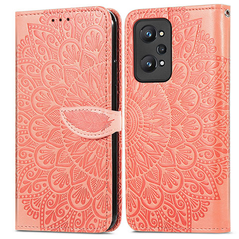 Funda de Cuero Cartera con Soporte Patron de Moda Carcasa S04D para Realme GT2 5G Naranja