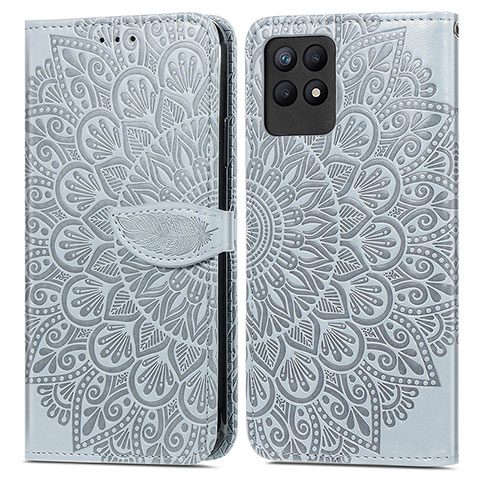 Funda de Cuero Cartera con Soporte Patron de Moda Carcasa S04D para Realme Narzo 50 4G Gris