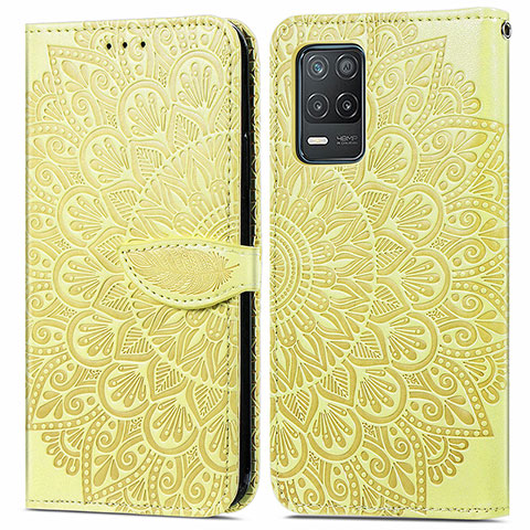 Funda de Cuero Cartera con Soporte Patron de Moda Carcasa S04D para Realme Q3 5G Amarillo