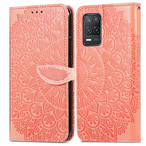 Funda de Cuero Cartera con Soporte Patron de Moda Carcasa S04D para Realme Q3 5G Naranja