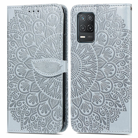 Funda de Cuero Cartera con Soporte Patron de Moda Carcasa S04D para Realme Q3i 5G Gris