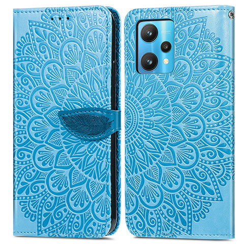 Funda de Cuero Cartera con Soporte Patron de Moda Carcasa S04D para Realme V25 5G Azul