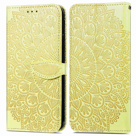 Funda de Cuero Cartera con Soporte Patron de Moda Carcasa S04D para Samsung Galaxy A02s Amarillo