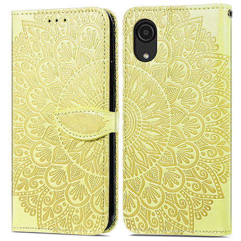 Funda de Cuero Cartera con Soporte Patron de Moda Carcasa S04D para Samsung Galaxy A03 Core Amarillo