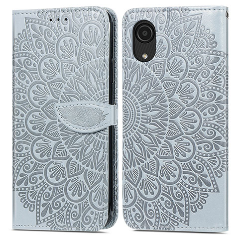 Funda de Cuero Cartera con Soporte Patron de Moda Carcasa S04D para Samsung Galaxy A03 Core Gris