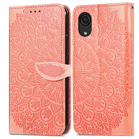 Funda de Cuero Cartera con Soporte Patron de Moda Carcasa S04D para Samsung Galaxy A03 Core Naranja