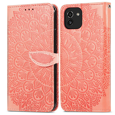 Funda de Cuero Cartera con Soporte Patron de Moda Carcasa S04D para Samsung Galaxy A03 Naranja