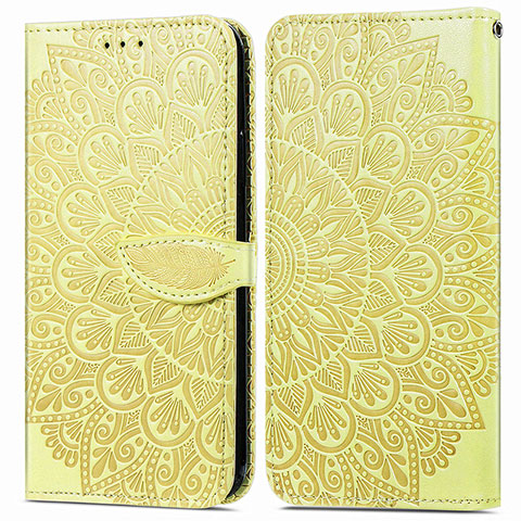 Funda de Cuero Cartera con Soporte Patron de Moda Carcasa S04D para Samsung Galaxy A03s Amarillo