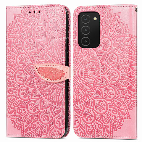 Funda de Cuero Cartera con Soporte Patron de Moda Carcasa S04D para Samsung Galaxy A03s Oro Rosa