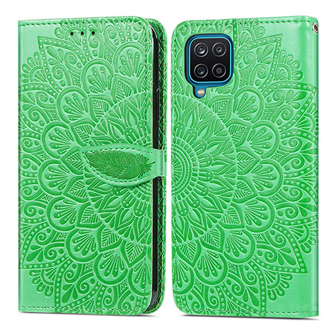 Funda de Cuero Cartera con Soporte Patron de Moda Carcasa S04D para Samsung Galaxy A12 Nacho Verde