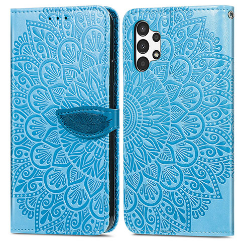 Funda de Cuero Cartera con Soporte Patron de Moda Carcasa S04D para Samsung Galaxy A13 4G Azul