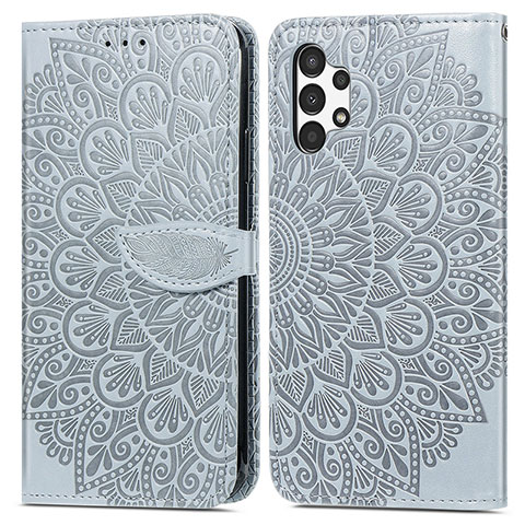 Funda de Cuero Cartera con Soporte Patron de Moda Carcasa S04D para Samsung Galaxy A13 4G Gris