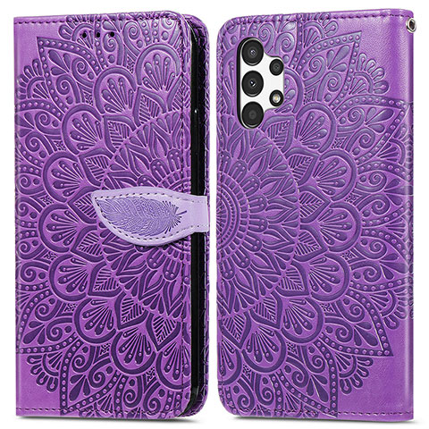 Funda de Cuero Cartera con Soporte Patron de Moda Carcasa S04D para Samsung Galaxy A13 4G Morado