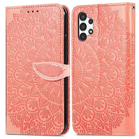 Funda de Cuero Cartera con Soporte Patron de Moda Carcasa S04D para Samsung Galaxy A13 4G Naranja