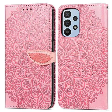 Funda de Cuero Cartera con Soporte Patron de Moda Carcasa S04D para Samsung Galaxy A23 4G Oro Rosa