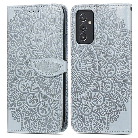 Funda de Cuero Cartera con Soporte Patron de Moda Carcasa S04D para Samsung Galaxy A24 4G Gris