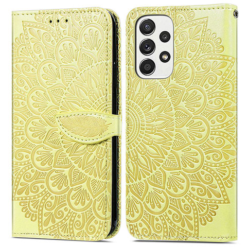 Funda de Cuero Cartera con Soporte Patron de Moda Carcasa S04D para Samsung Galaxy A33 5G Amarillo